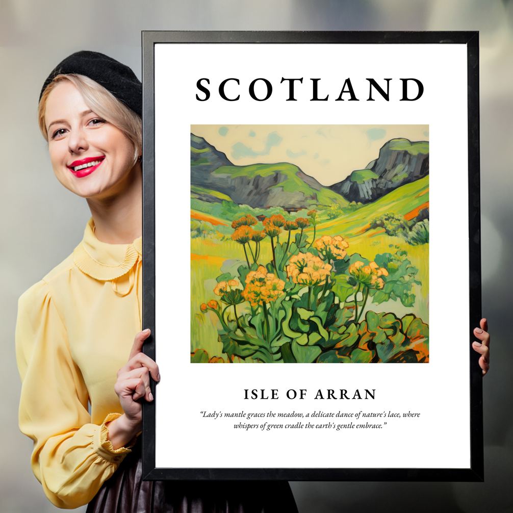 Person holding a poster of Isle of Arran