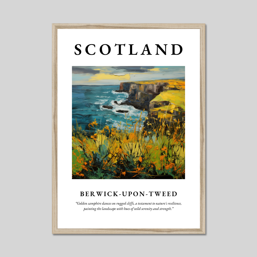 Poster in a natural frame with the word Scotland