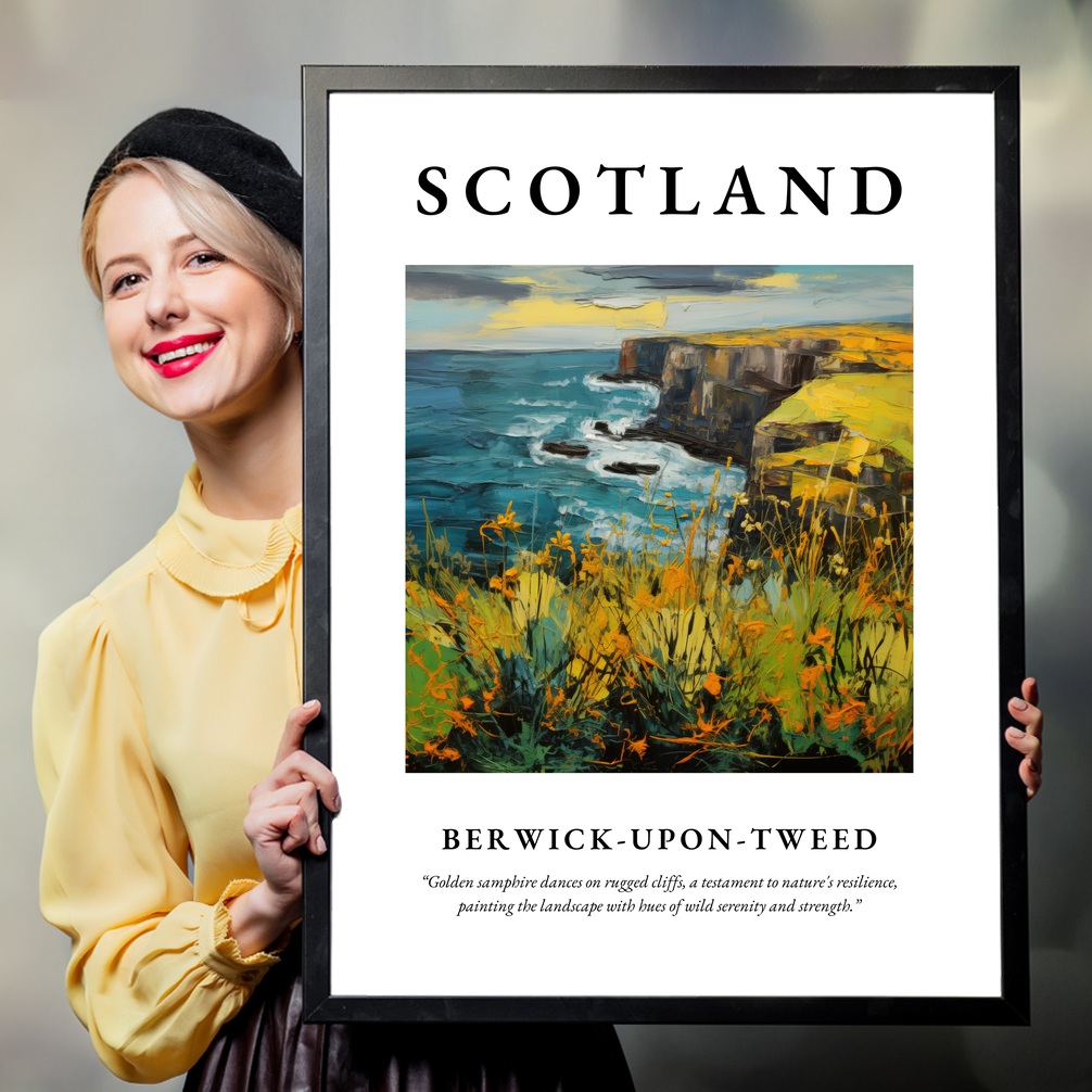 Person holding a poster of Berwick-upon-Tweed