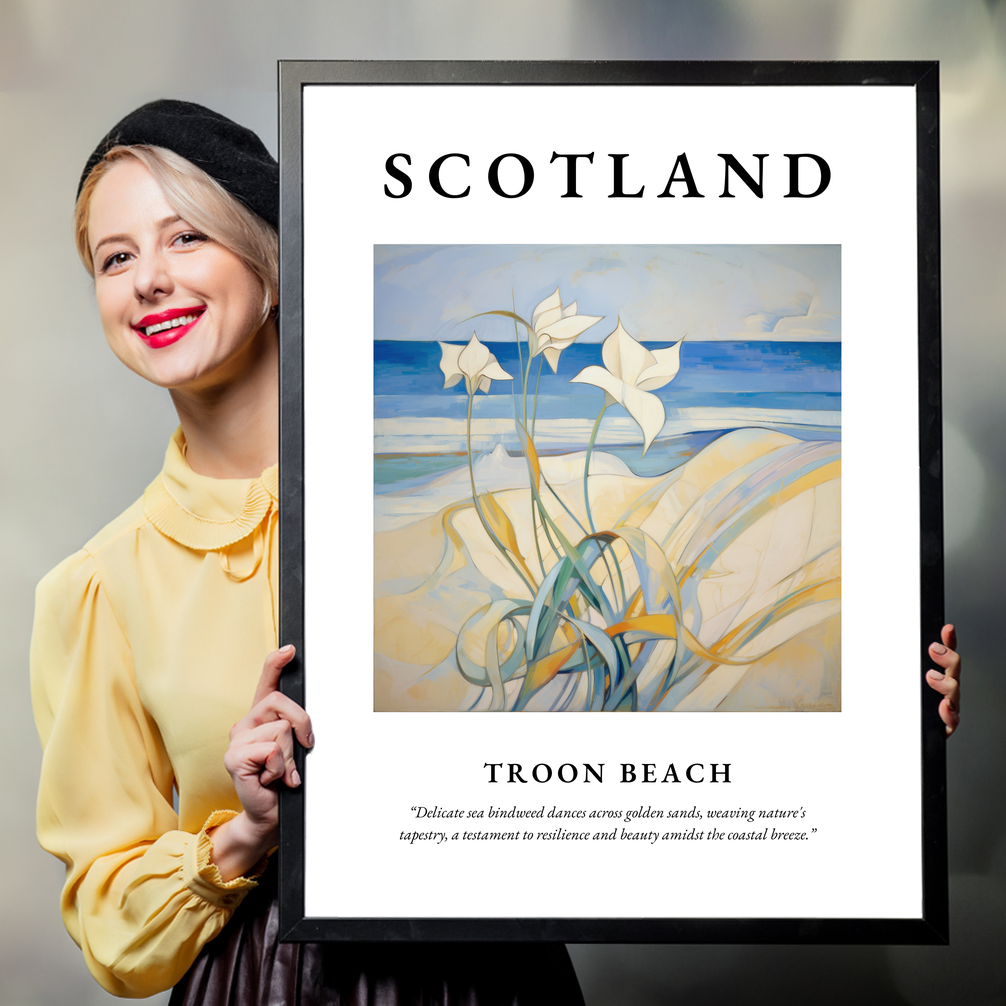 Person holding a poster of Troon Beach