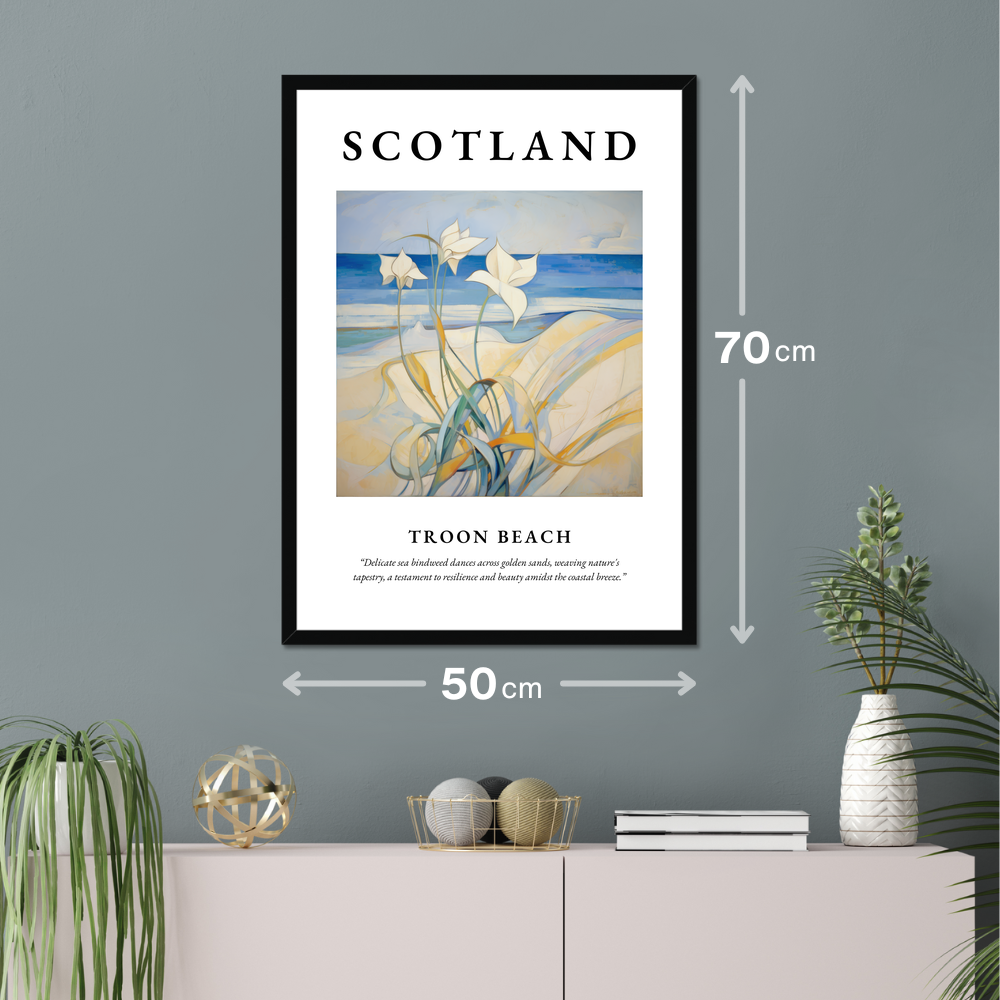 Poster of Troon Beach hanging on a wall