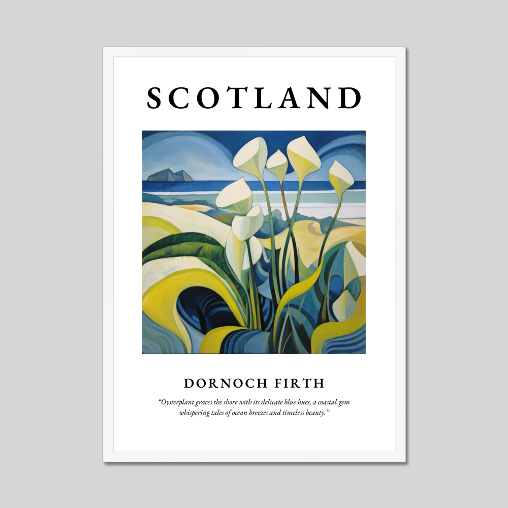 Poster in a white frame with the word Scotland