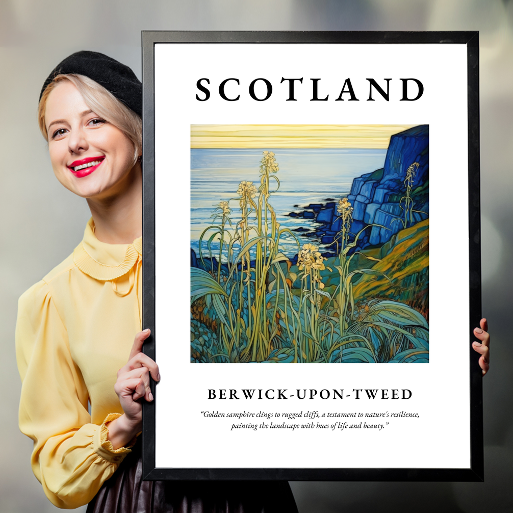 Person holding a poster of Berwick-upon-Tweed