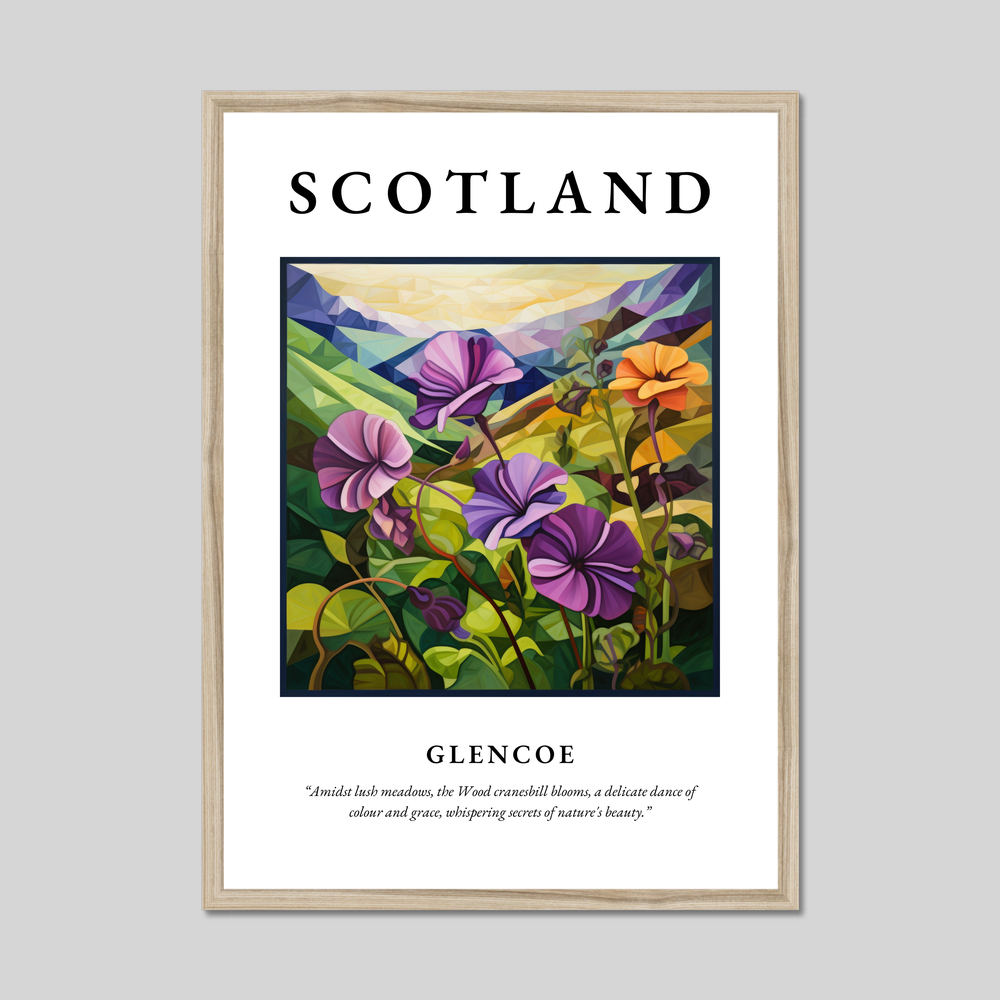 Poster in a natural frame with the word Scotland