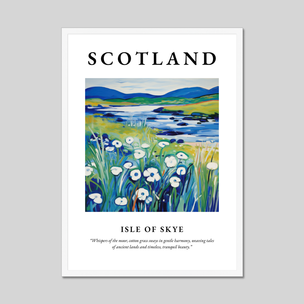 Poster in a white frame with the word Scotland