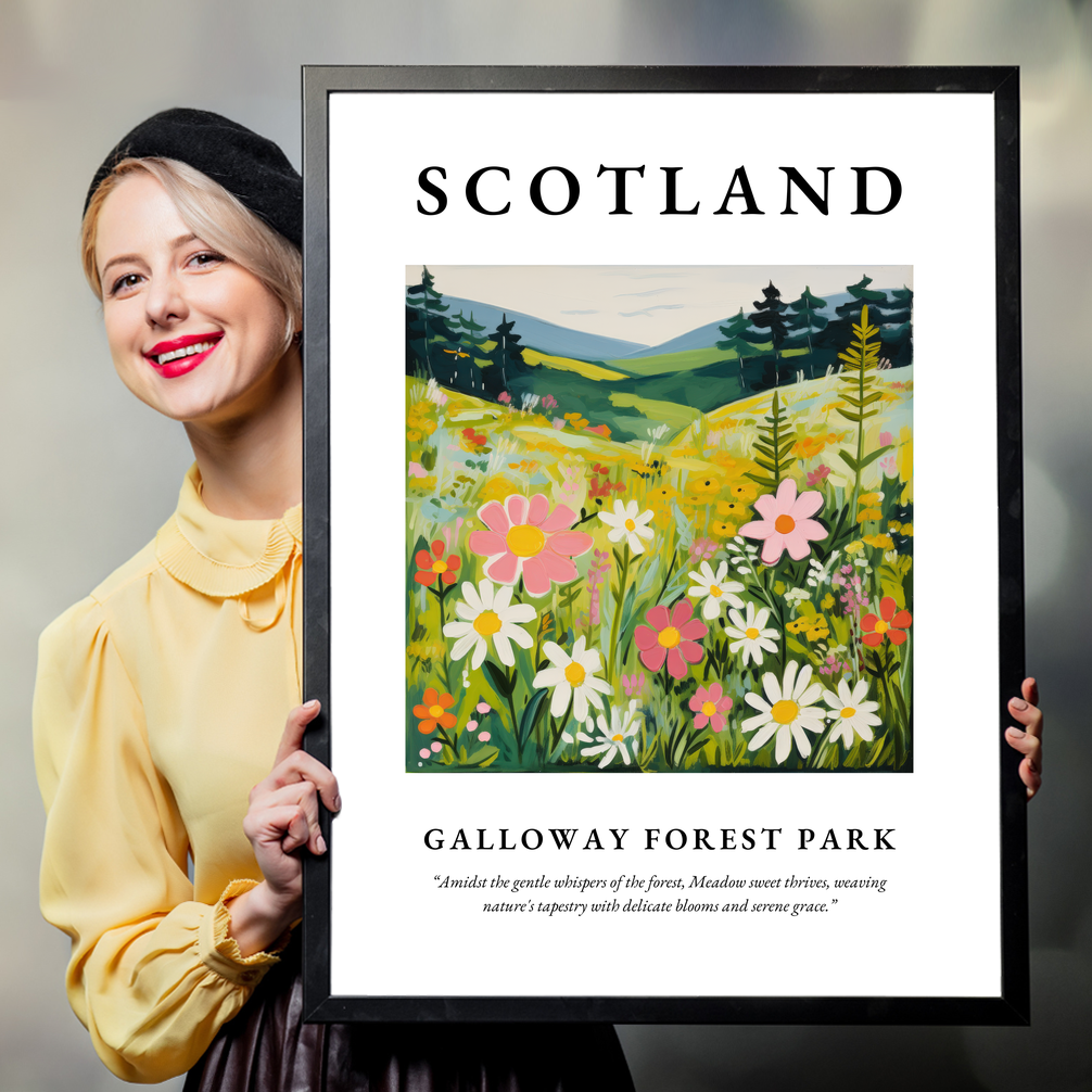 Person holding a poster of Galloway Forest Park