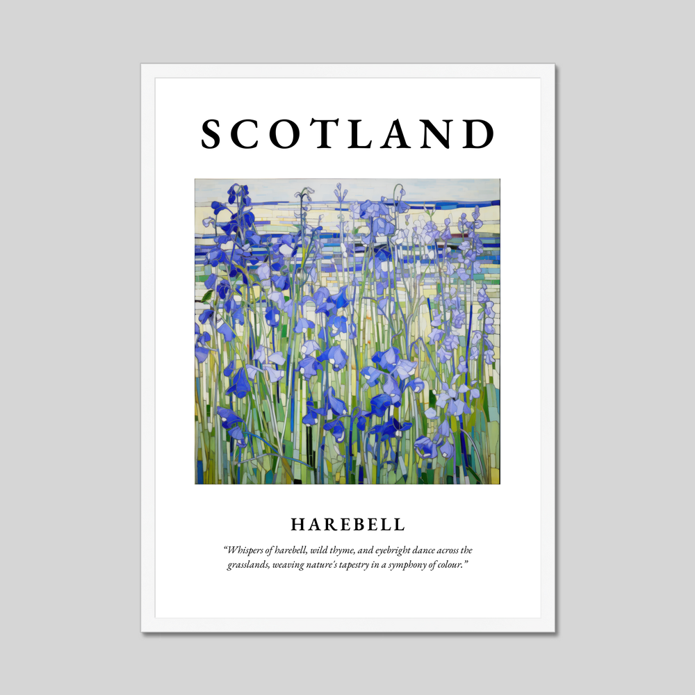 Poster in a white frame with the word Scotland