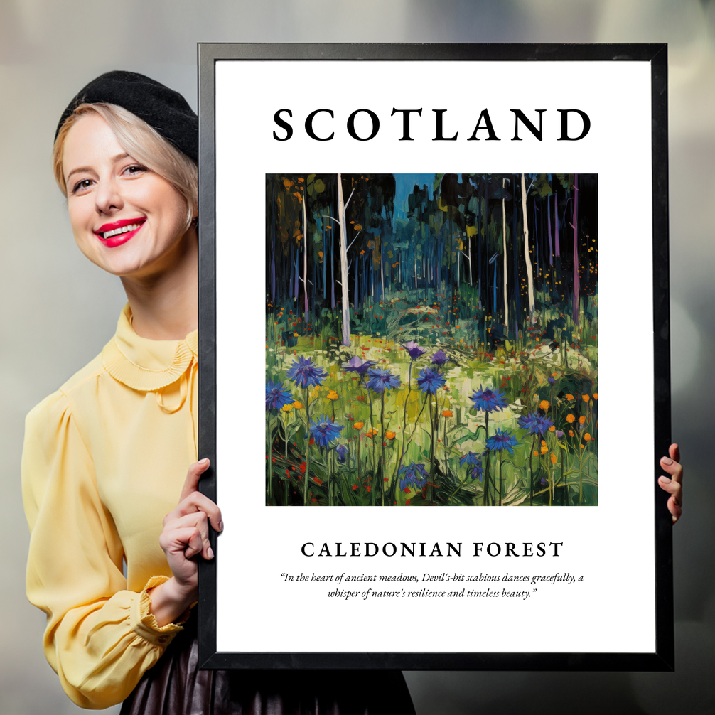 Person holding a poster of Caledonian Forest