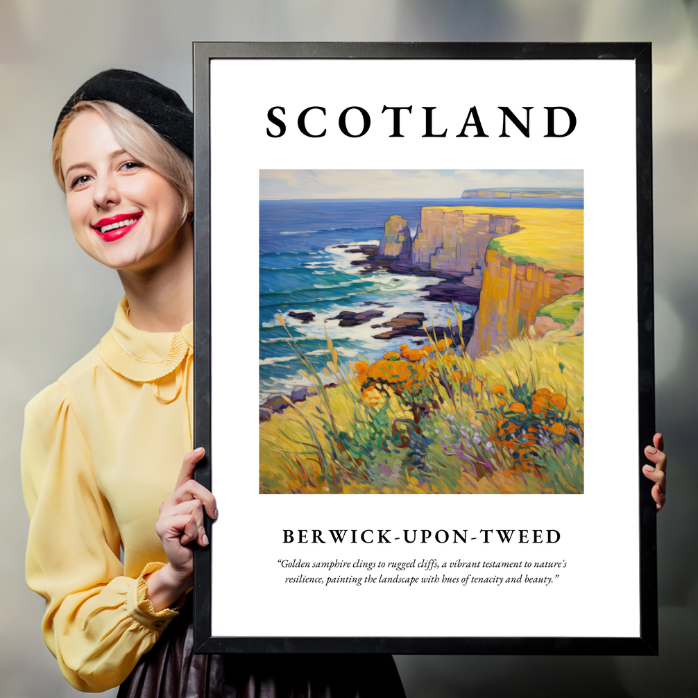 Person holding a poster of Berwick-upon-Tweed