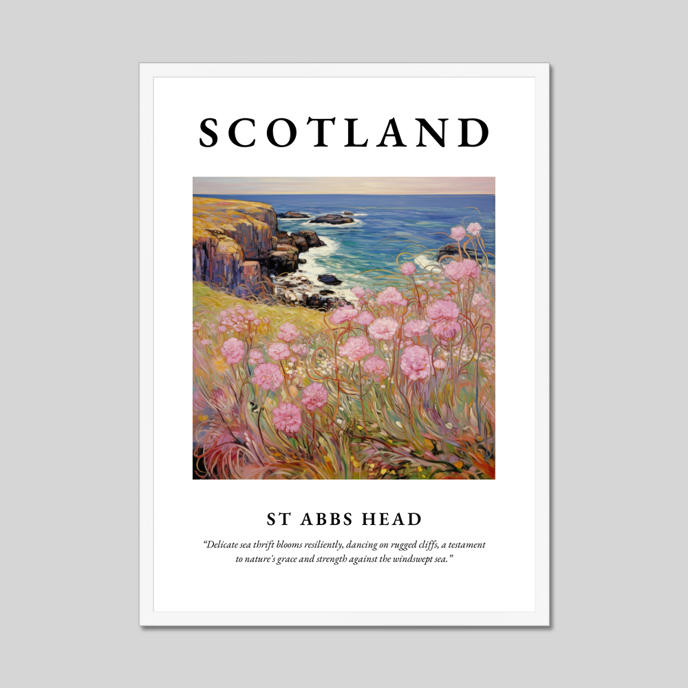 Poster in a white frame with the word Scotland