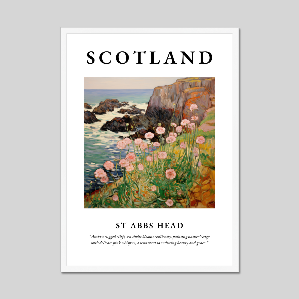 Poster in a white frame with the word Scotland