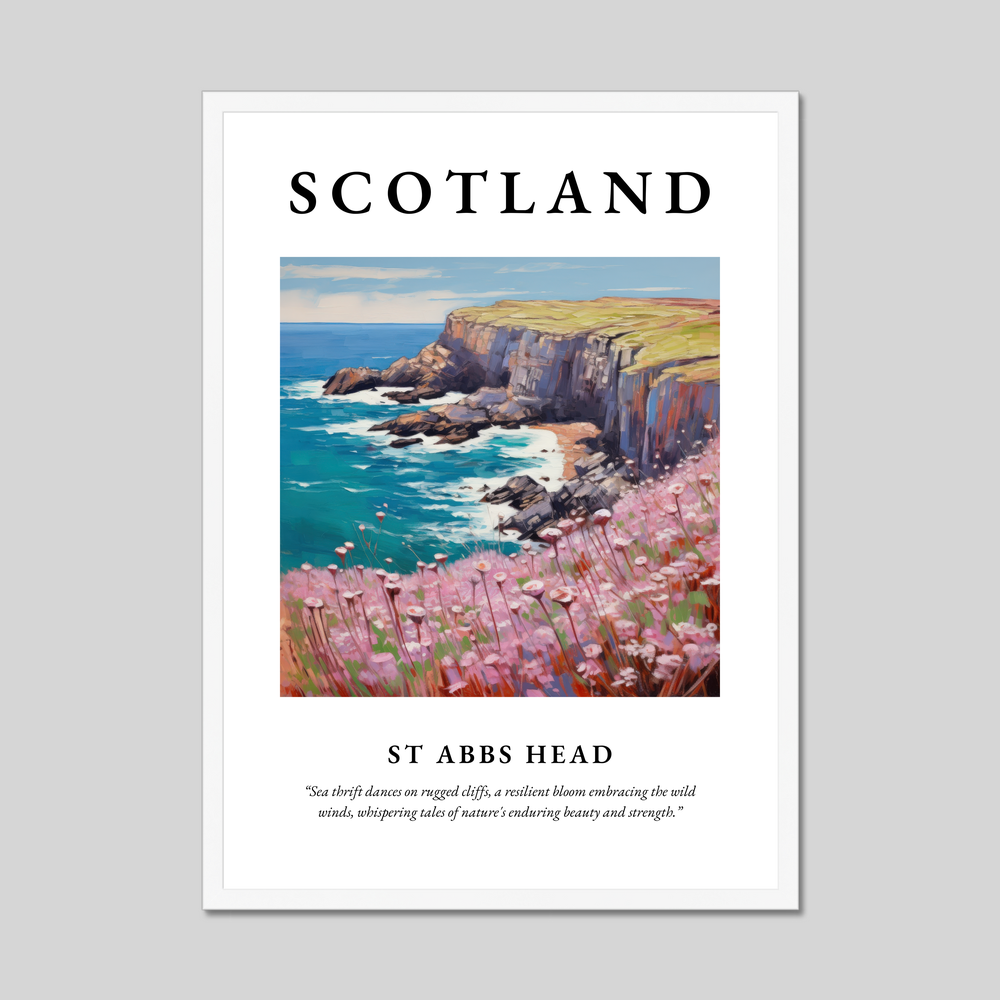 Poster in a white frame with the word Scotland