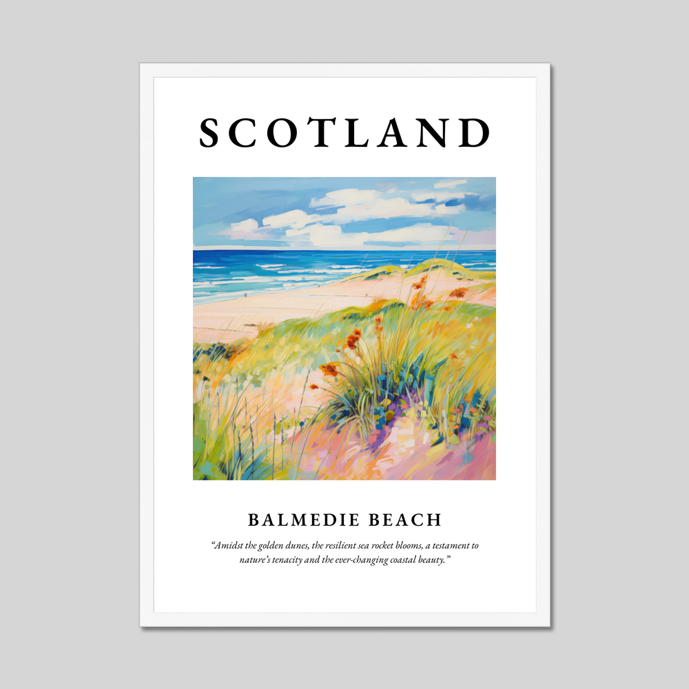 Poster in a white frame with the word Scotland