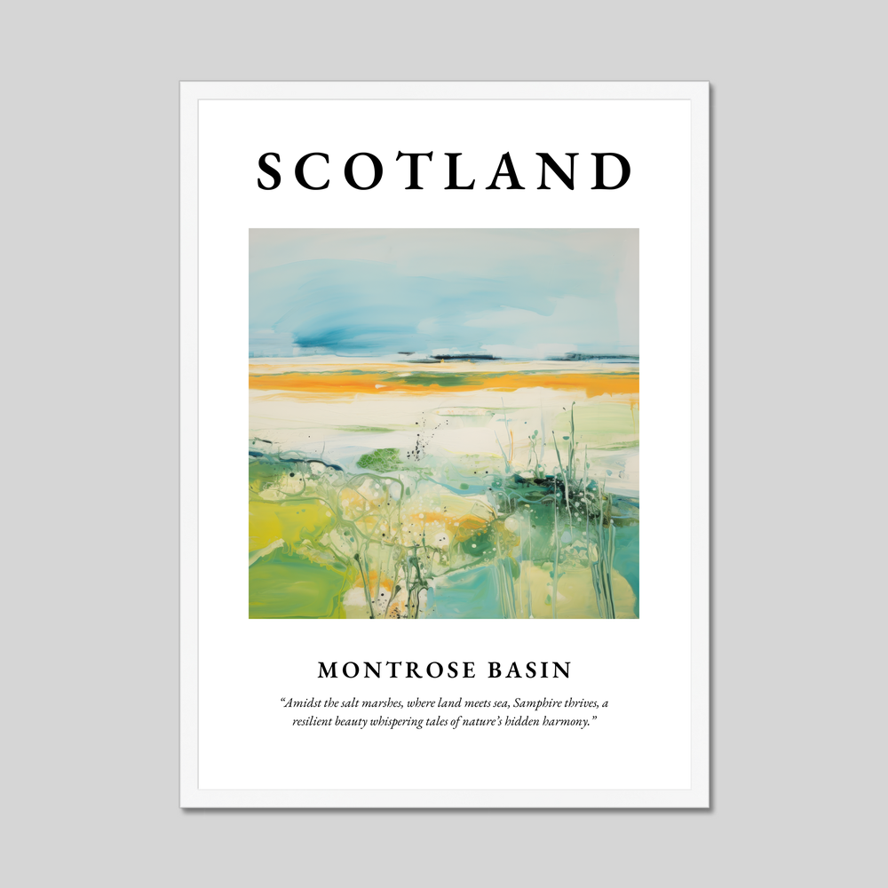 Poster in a white frame with the word Scotland