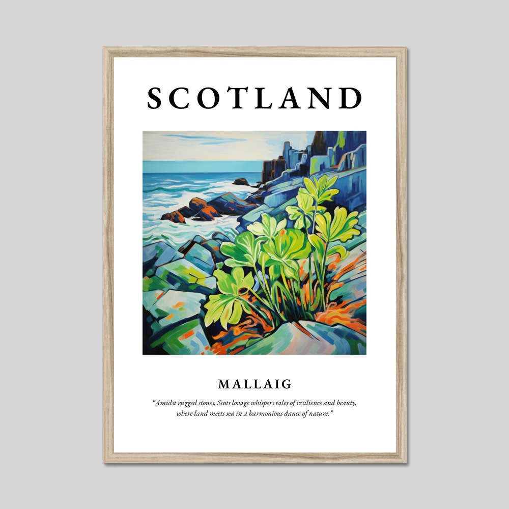 Poster in a natural frame with the word Scotland