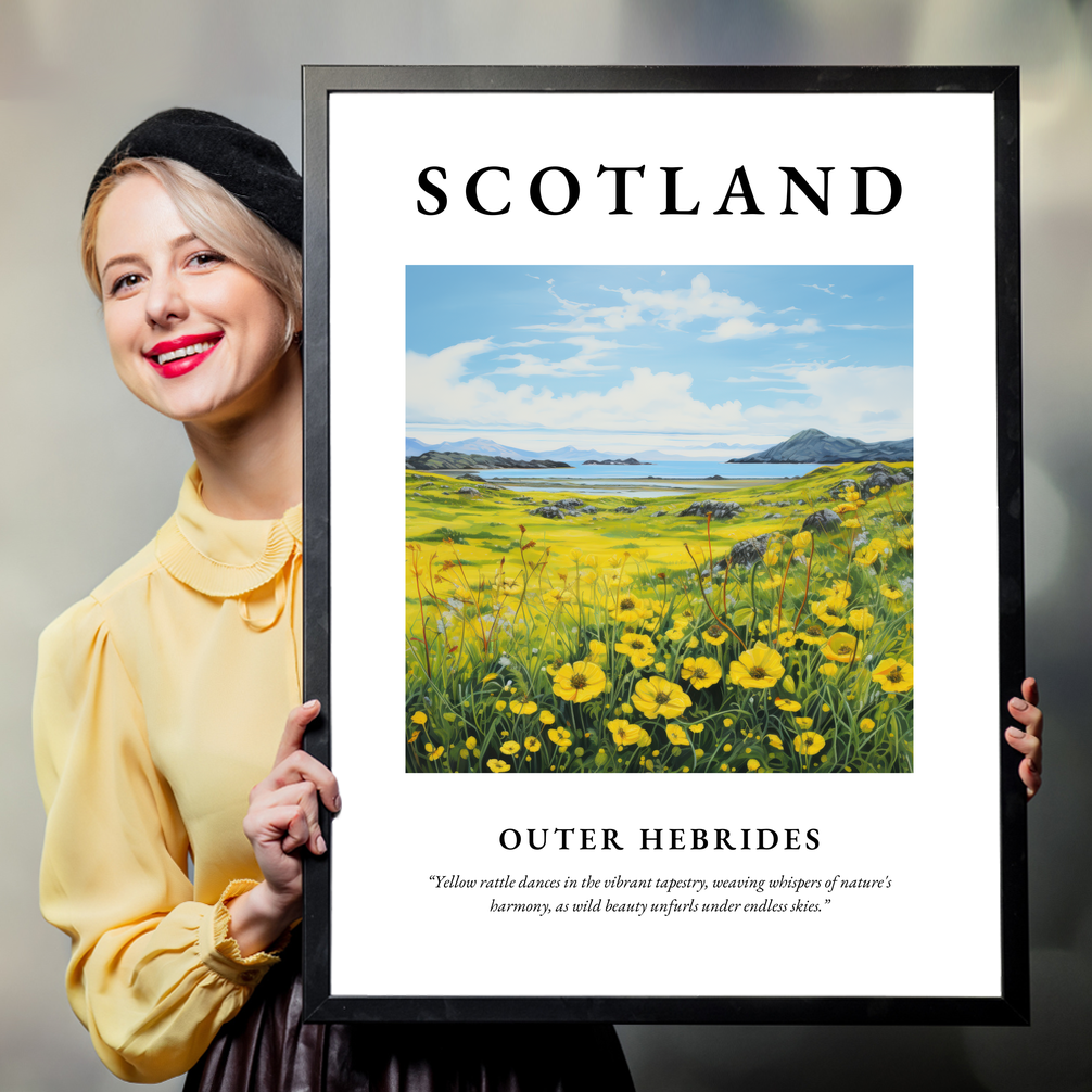 Person holding a poster of Outer Hebrides