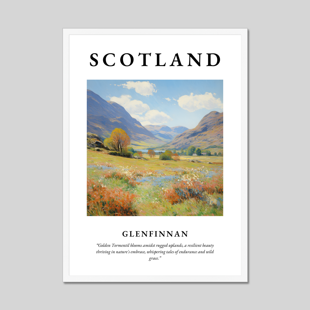 Poster in a white frame with the word Scotland