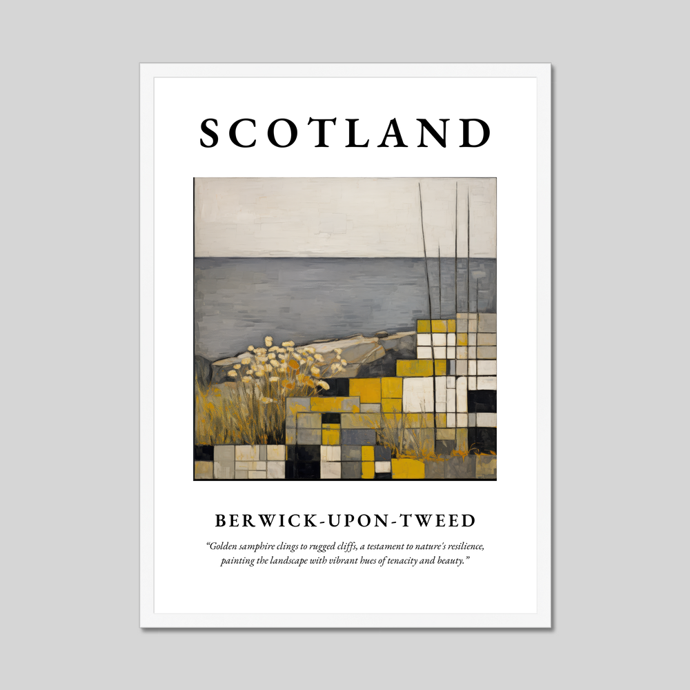 Poster in a white frame with the word Scotland