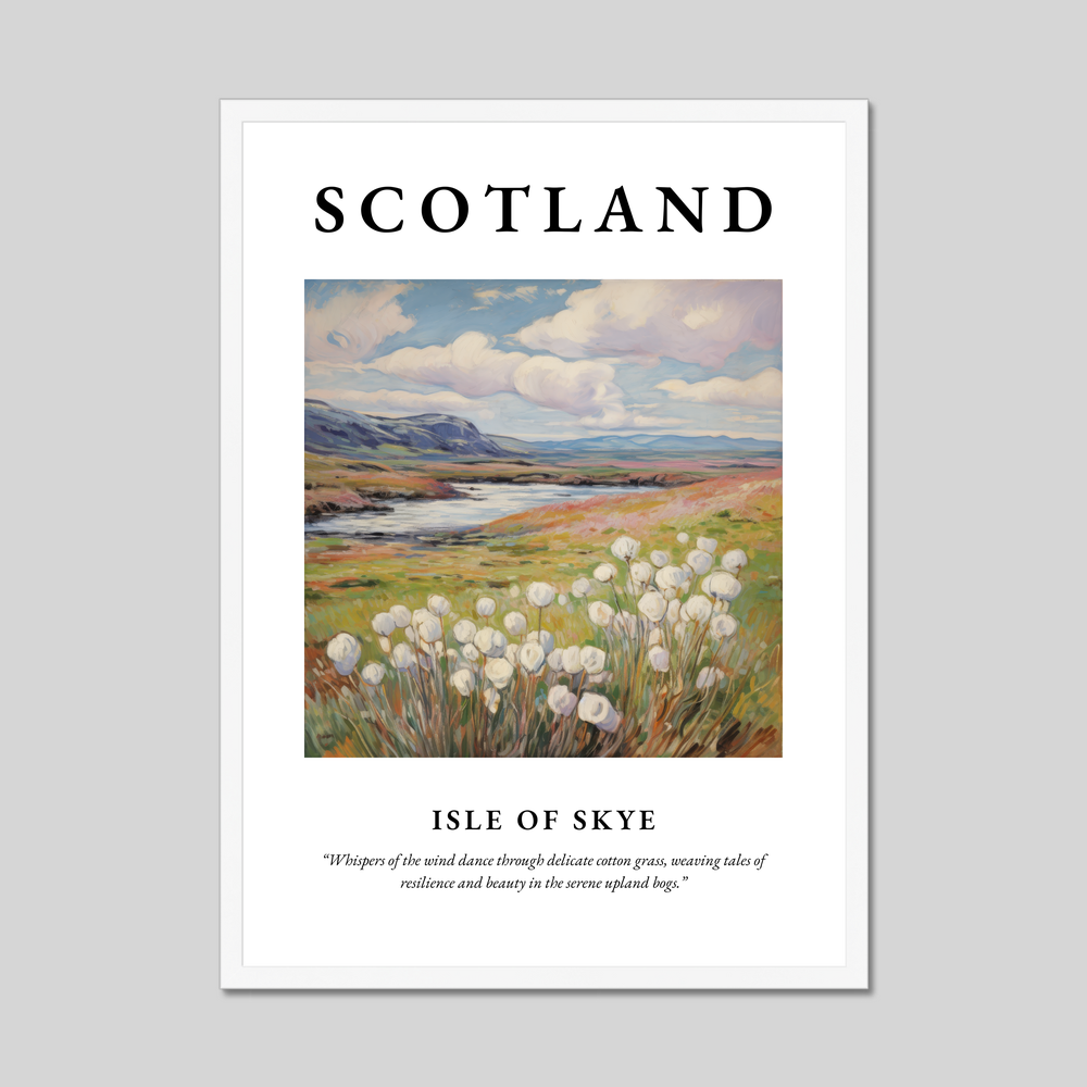 Poster in a white frame with the word Scotland