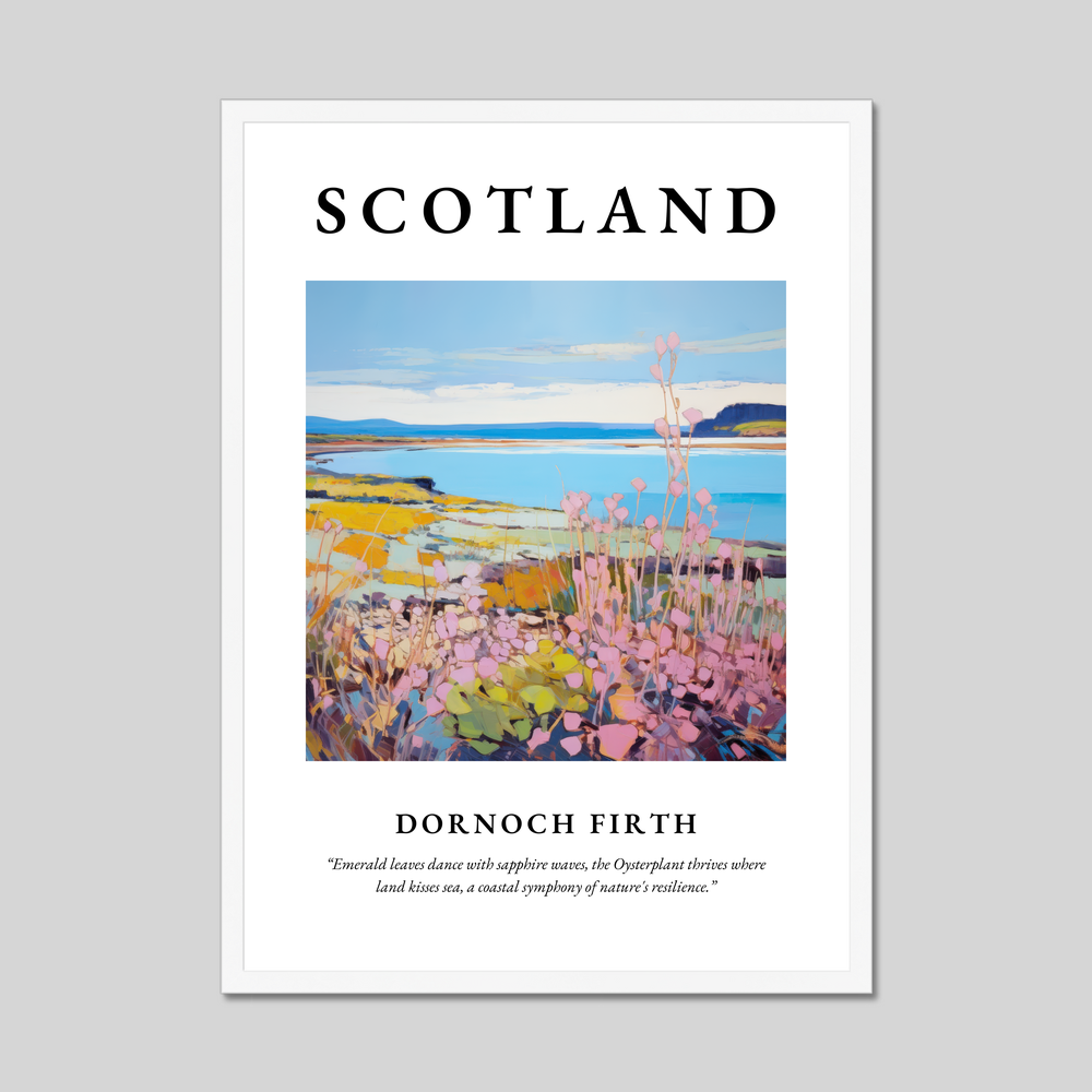 Poster in a white frame with the word Scotland