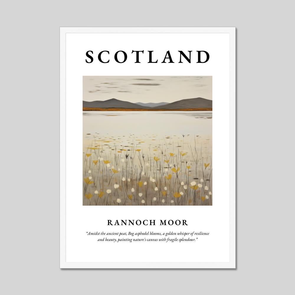 Poster in a white frame with the word Scotland