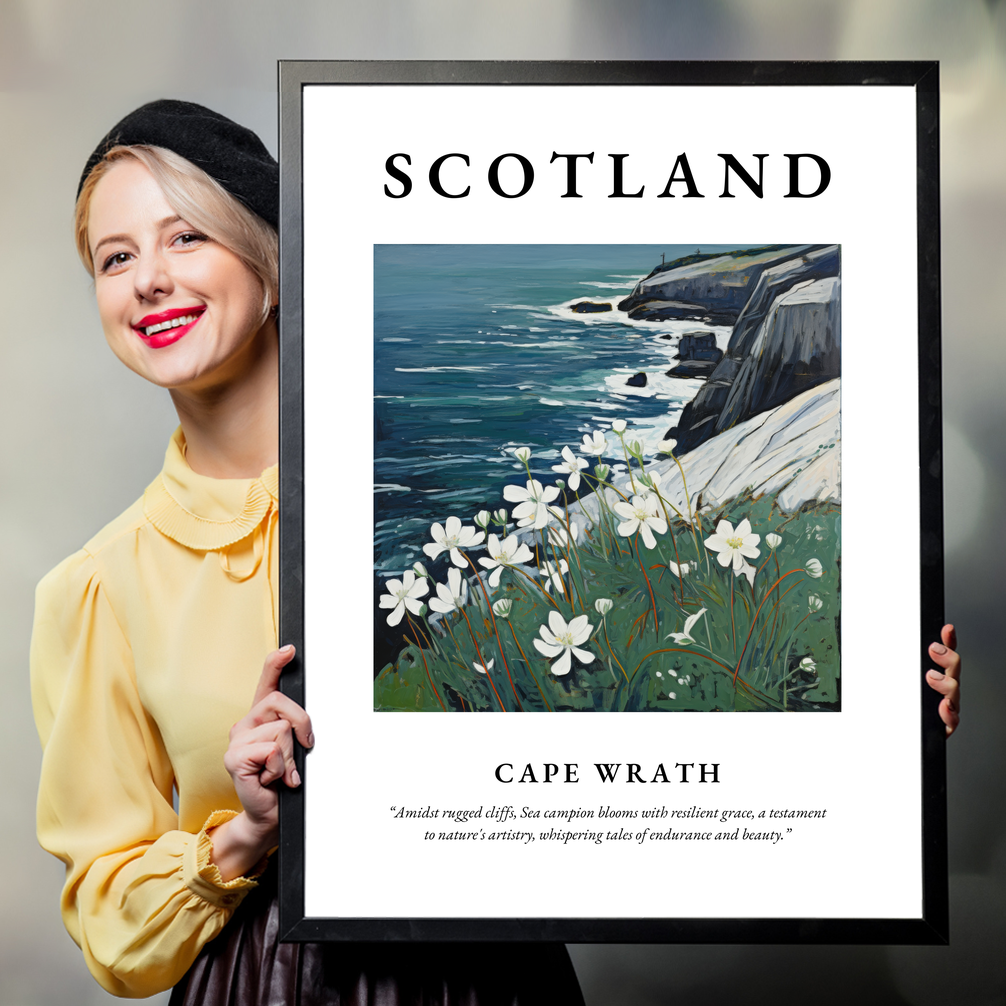 Person holding a poster of Cape Wrath