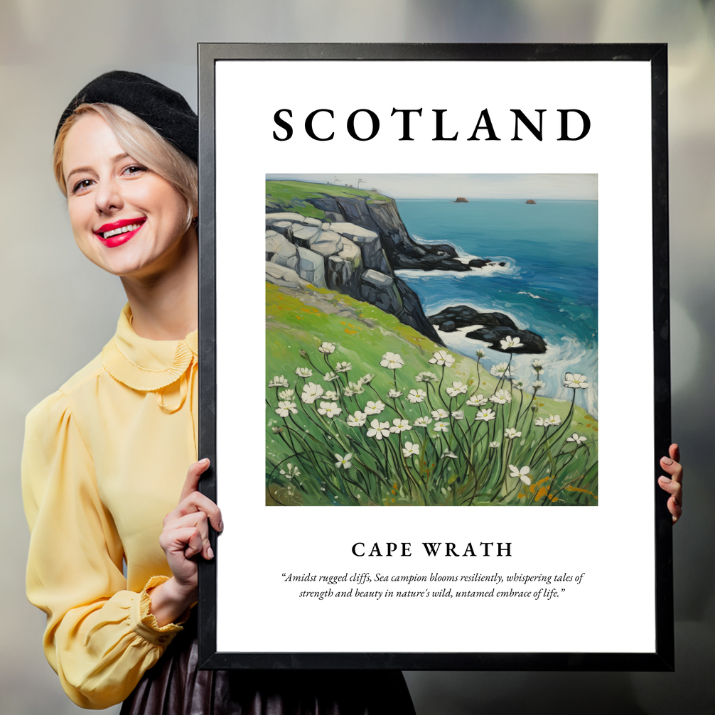 Person holding a poster of Cape Wrath