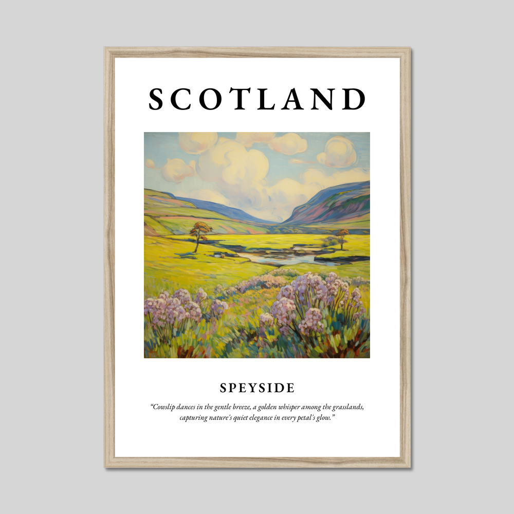 Poster in a natural frame with the word Scotland