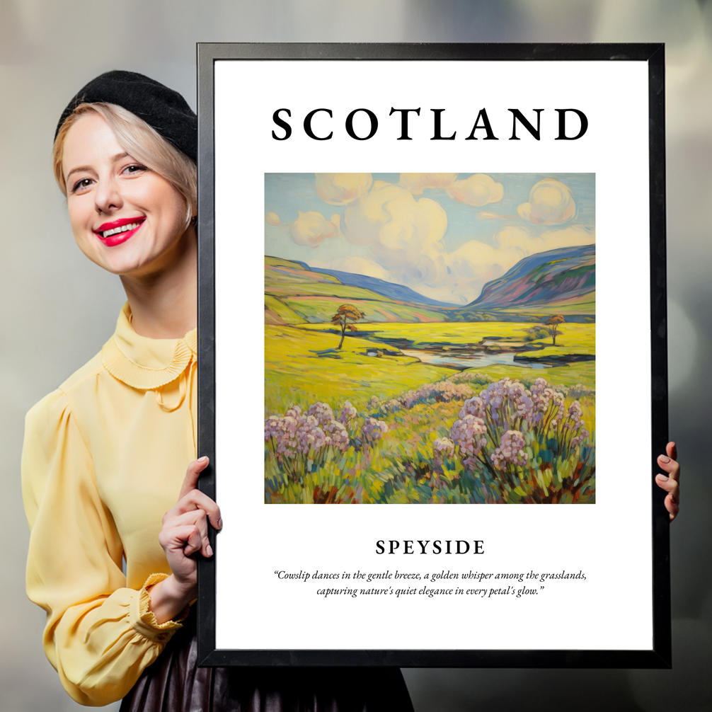 Person holding a poster of Speyside