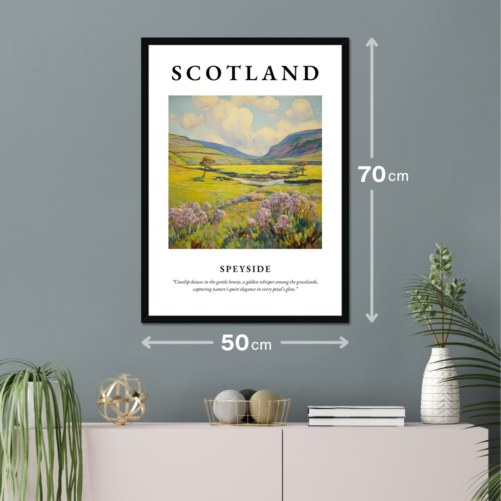 Poster of Speyside hanging on a wall