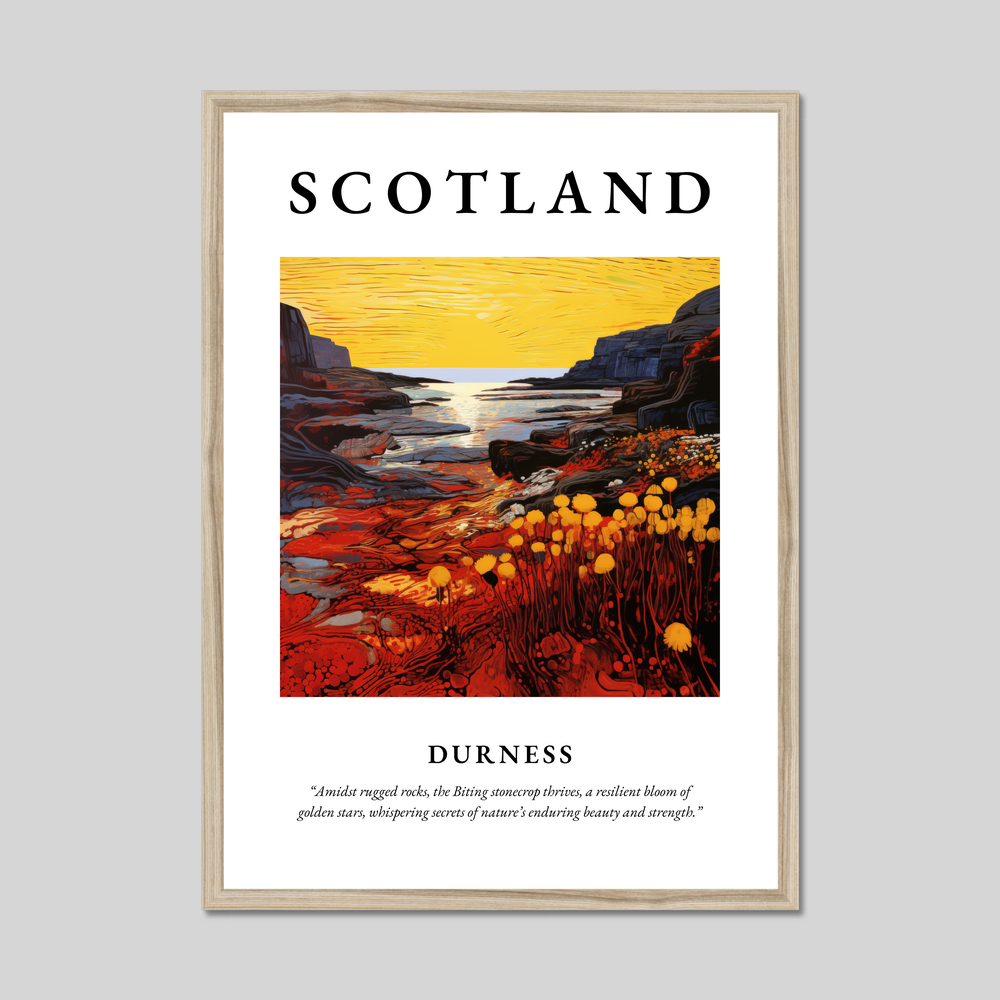 Poster in a natural frame with the word Scotland