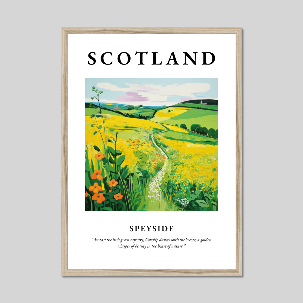 Poster in a natural frame with the word Scotland