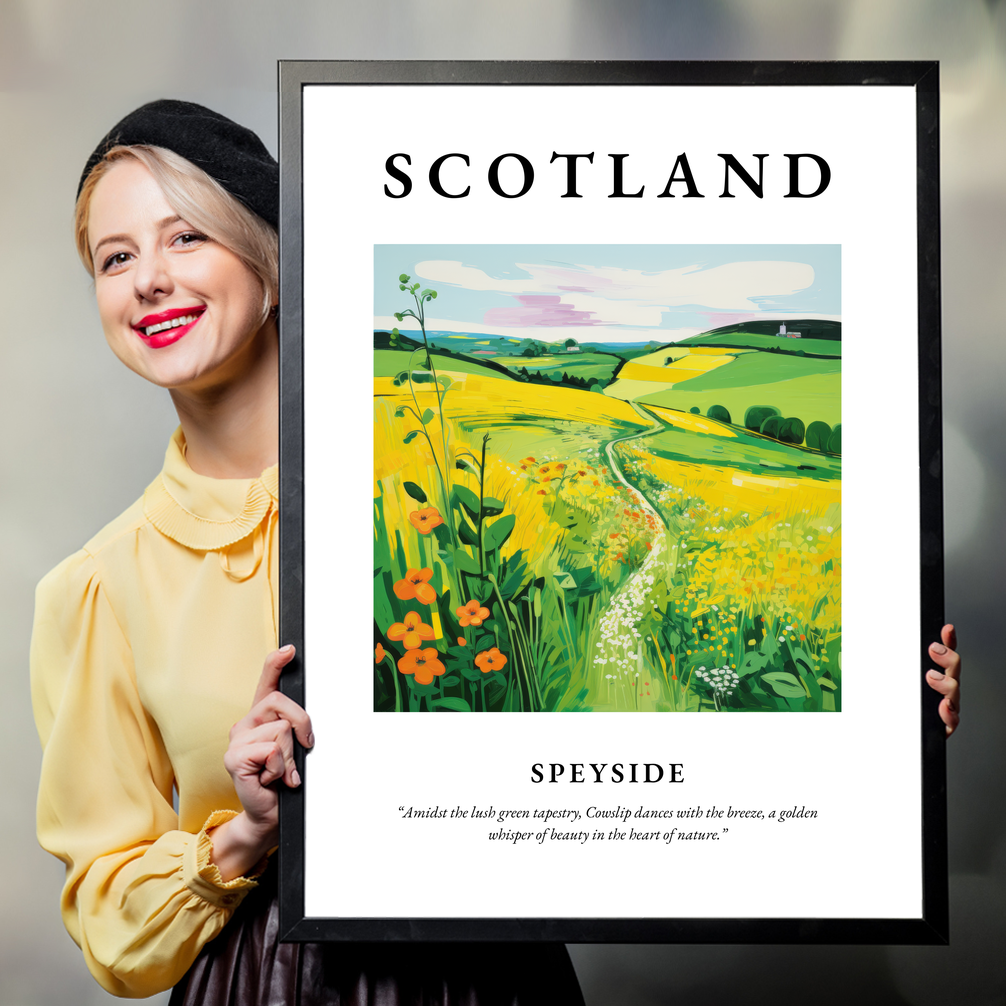 Person holding a poster of Speyside