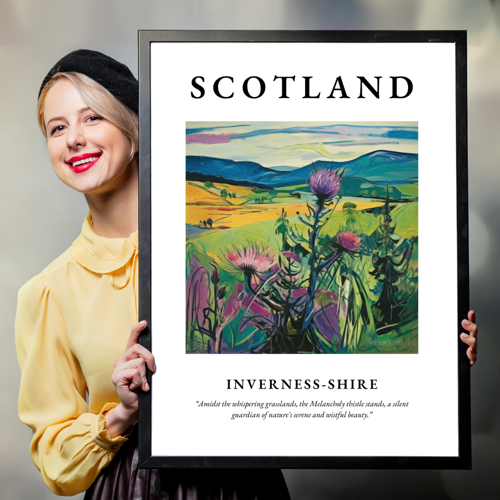 Person holding a poster of Inverness-shire