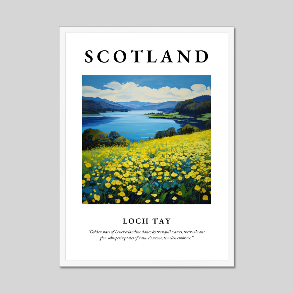 Poster in a white frame with the word Scotland