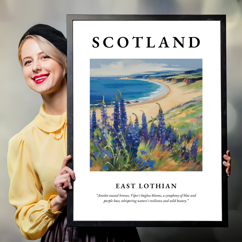 Person holding a poster of East Lothian