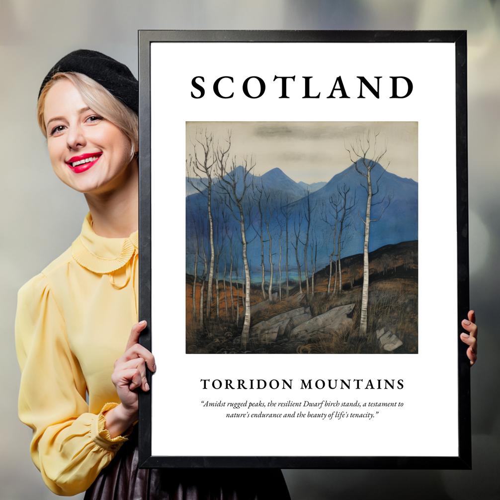 Person holding a poster of Torridon Mountains