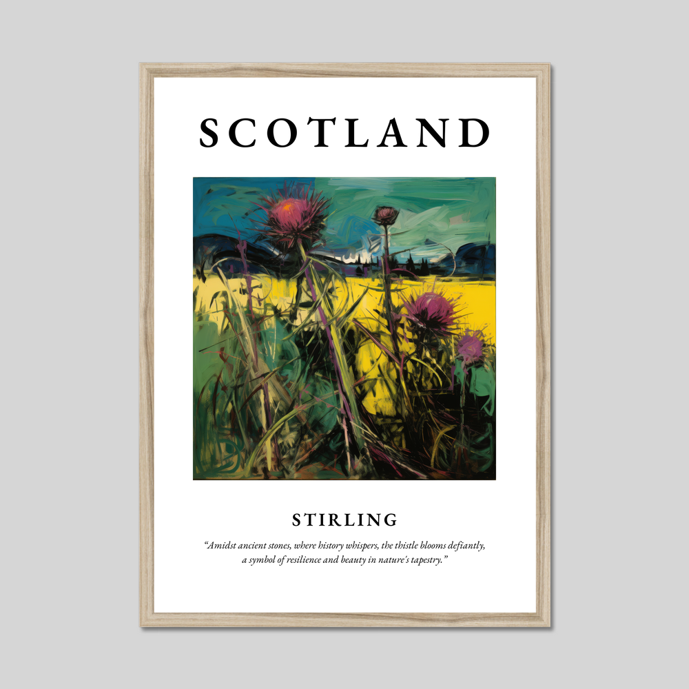 Poster in a natural frame with the word Scotland