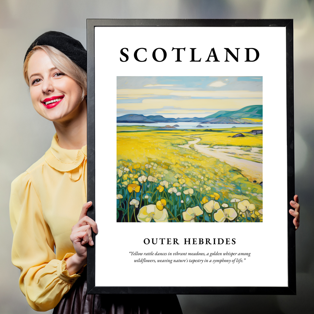 Person holding a poster of Outer Hebrides