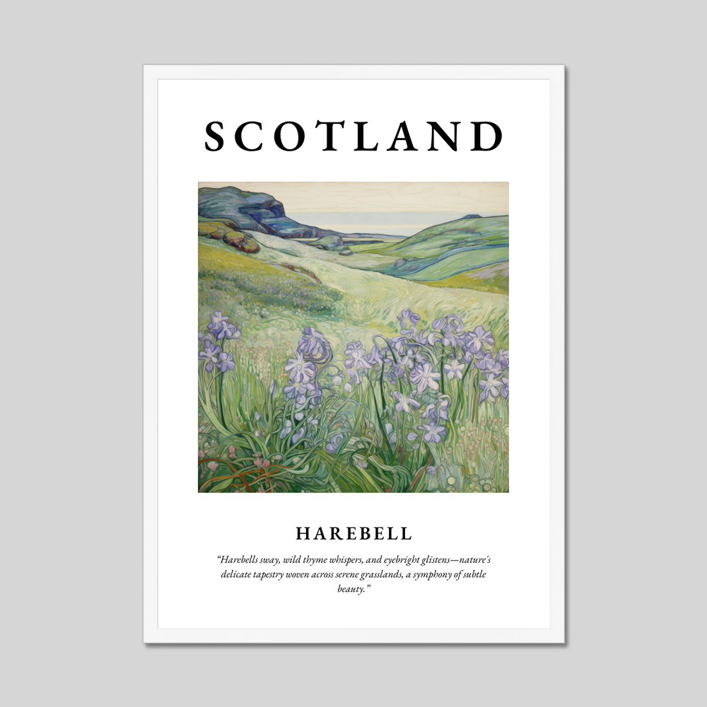 Poster in a white frame with the word Scotland