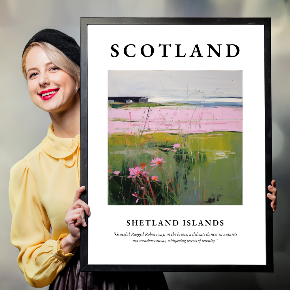 Person holding a poster of Shetland Islands