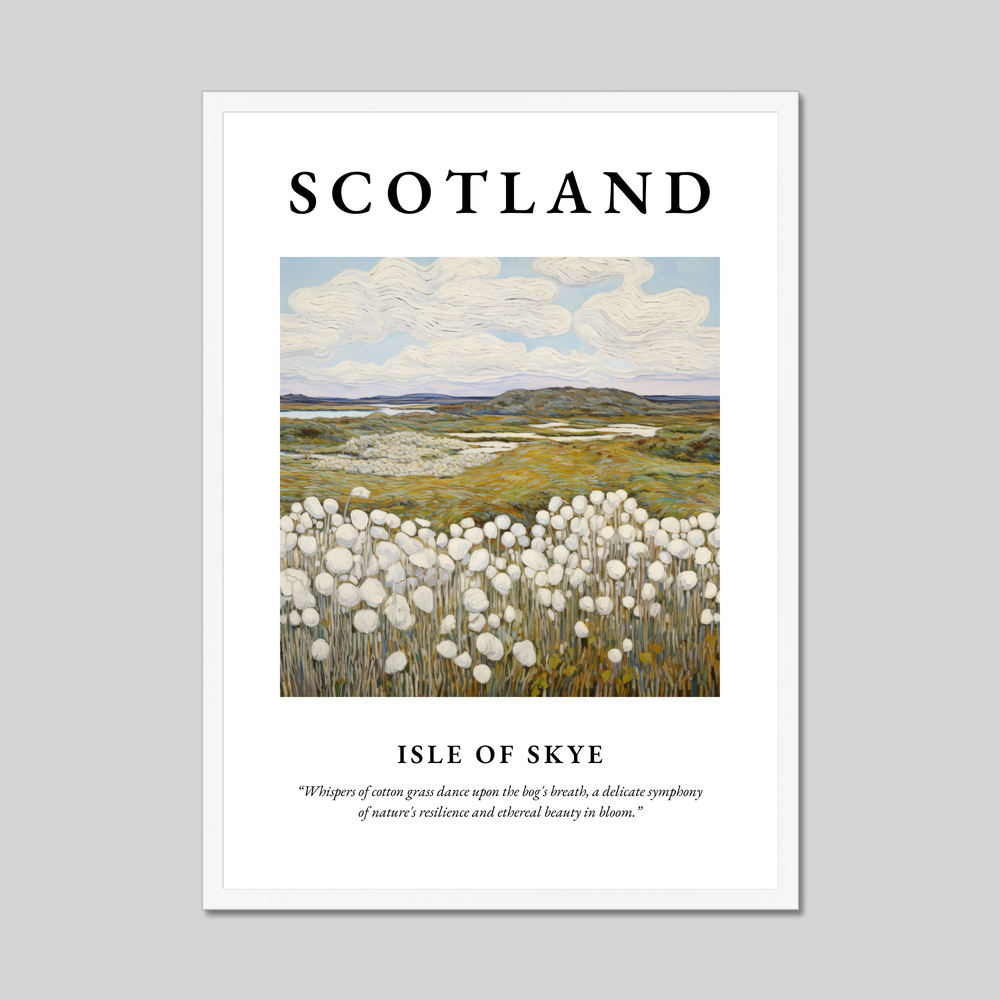 Poster in a white frame with the word Scotland