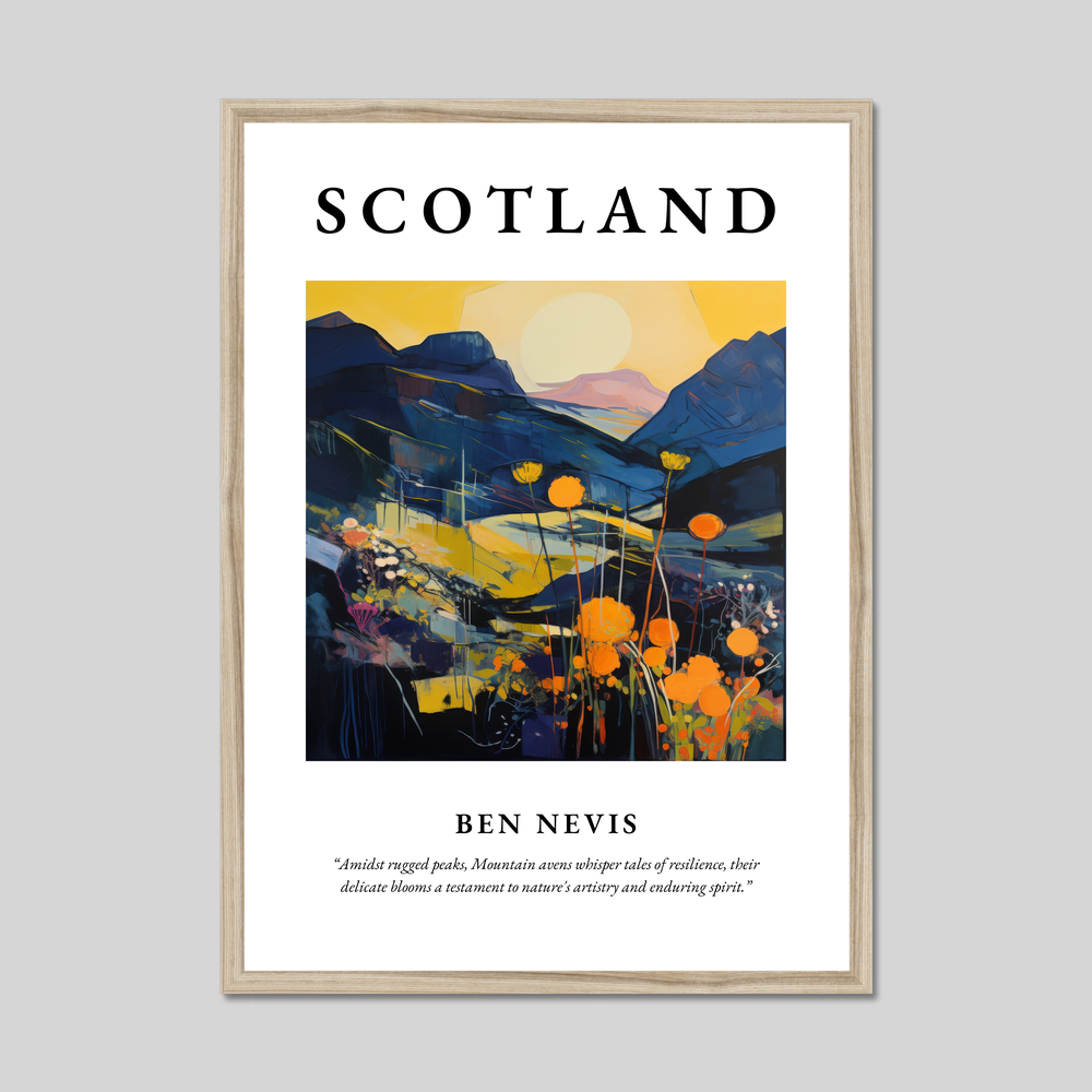 Poster in a natural frame with the word Scotland