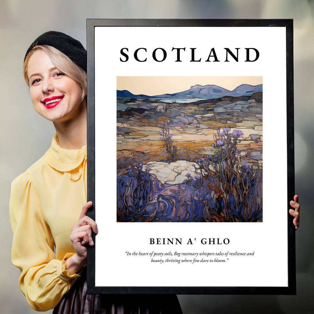 Person holding a poster of Beinn a' Ghlo