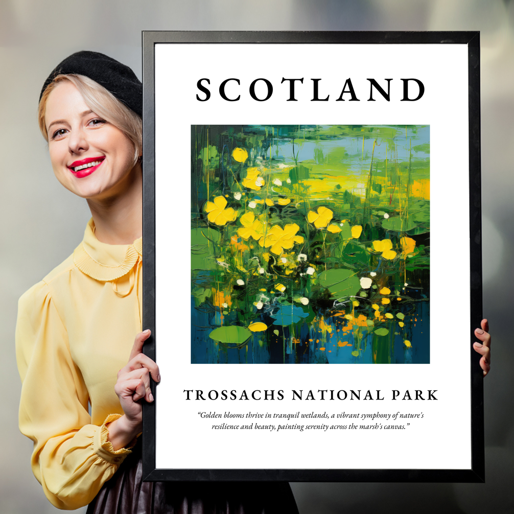 Person holding a poster of Trossachs National Park