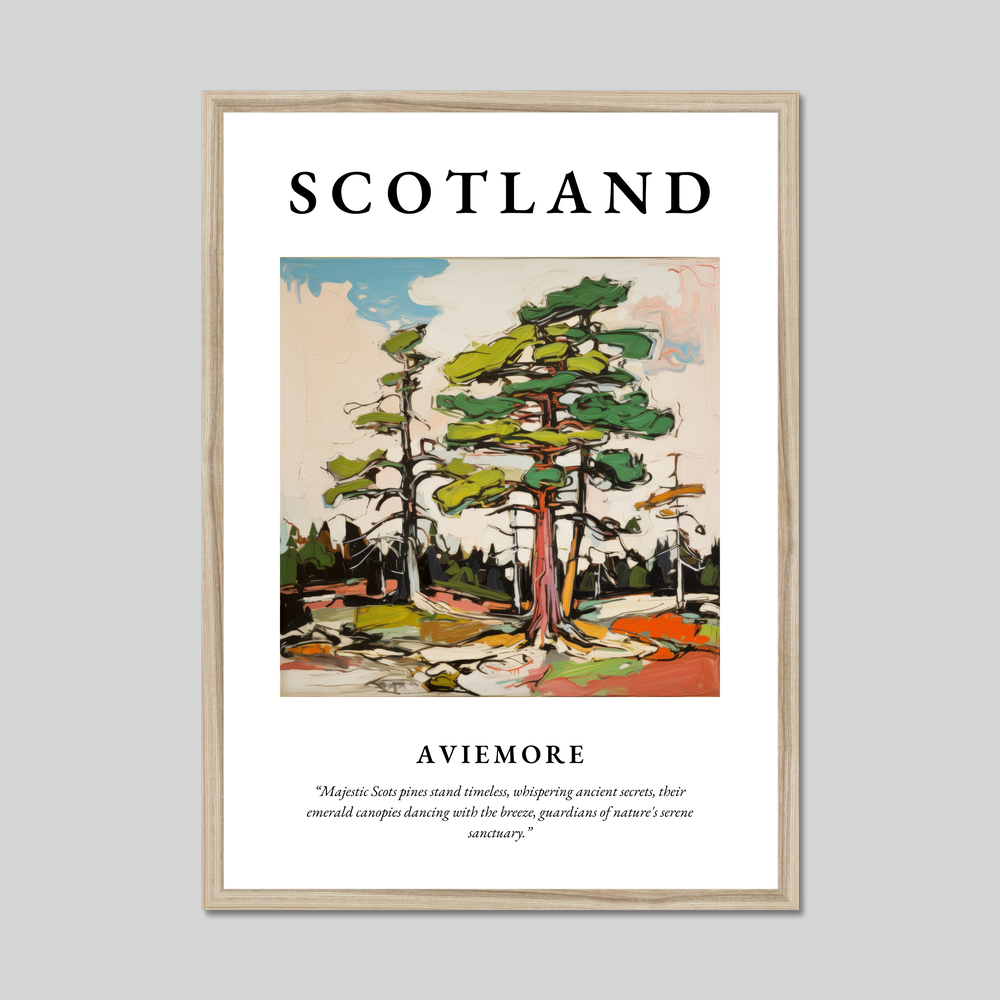 Poster in a natural frame with the word Scotland