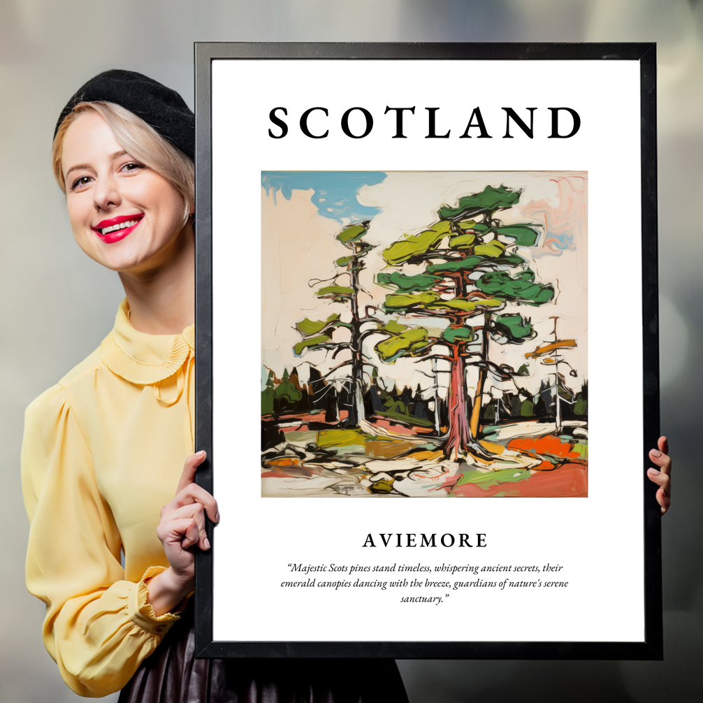 Person holding a poster of Aviemore