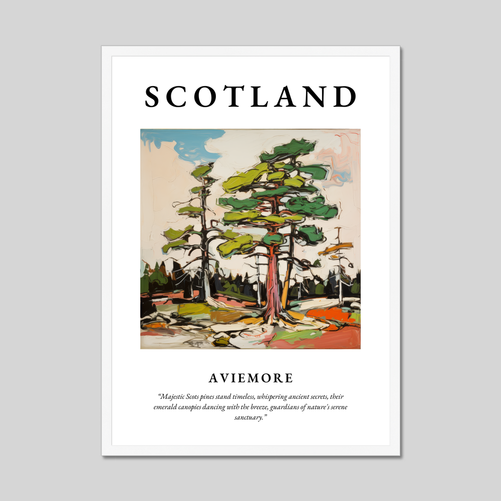 Poster in a white frame with the word Scotland