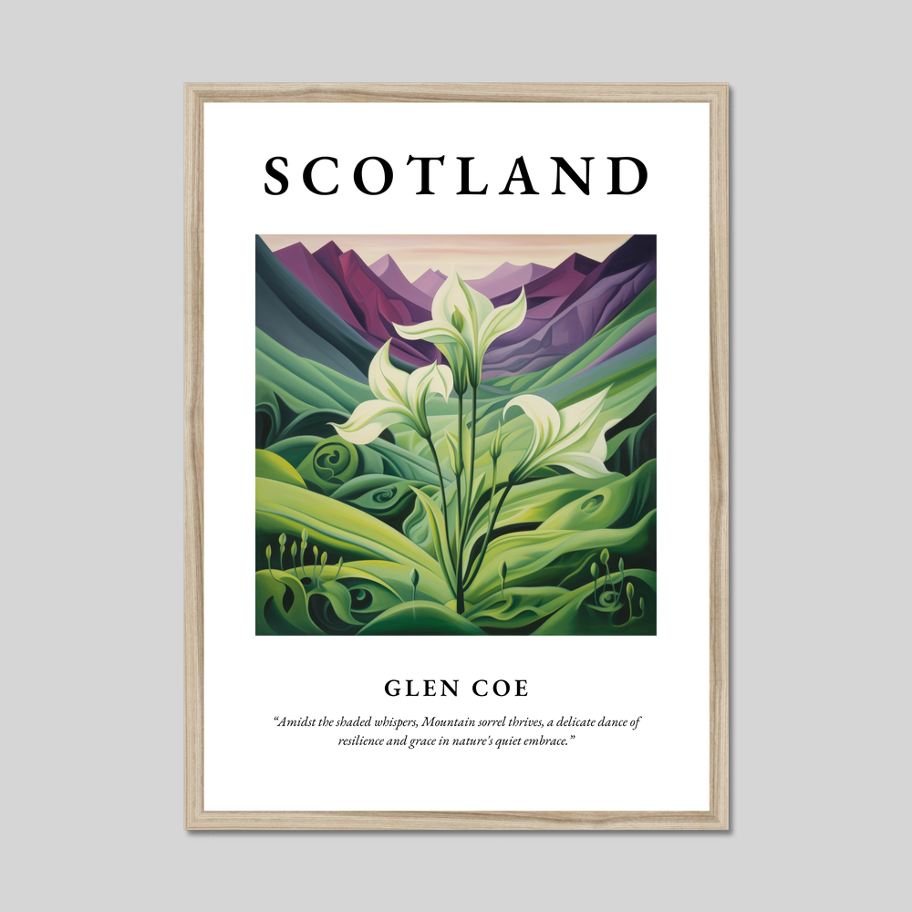 Poster in a natural frame with the word Scotland