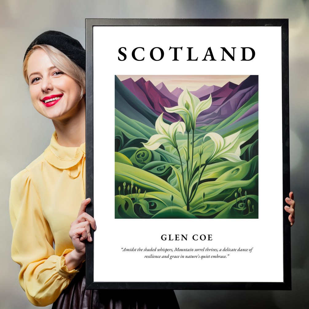 Person holding a poster of Glen Coe